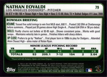2011 Bowman Draft Picks & Prospects - Chrome #79 Nathan Eovaldi Back