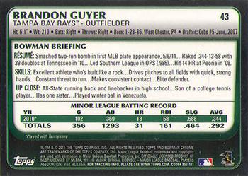2011 Bowman Draft Picks & Prospects - Chrome #43 Brandon Guyer Back