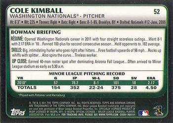 2011 Bowman Draft Picks & Prospects - Chrome #52 Cole Kimball Back
