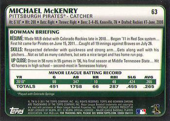 2011 Bowman Draft Picks & Prospects - Chrome #63 Michael McKenry Back