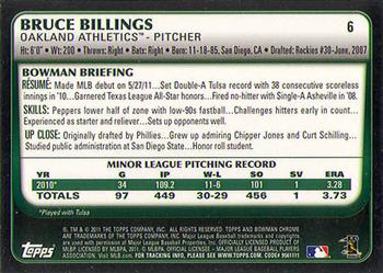 2011 Bowman Draft Picks & Prospects - Chrome #6 Bruce Billings Back
