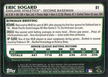2011 Bowman Draft Picks & Prospects - Chrome #81 Eric Sogard Back