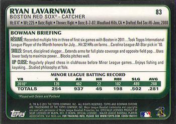 2011 Bowman Draft Picks & Prospects - Chrome #83 Ryan Lavarnway Back
