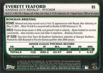 2011 Bowman Draft Picks & Prospects - Chrome #85 Everett Teaford Back