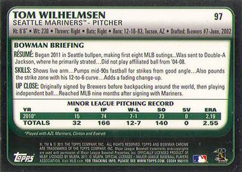 2011 Bowman Draft Picks & Prospects - Chrome #97 Tom Wilhelmsen Back