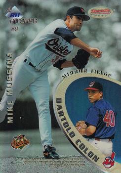 1996 Bowman's Best - Mirror Image #9 Mike Mussina / Bartolo Colon / Greg Maddux / Jamey Wright Front