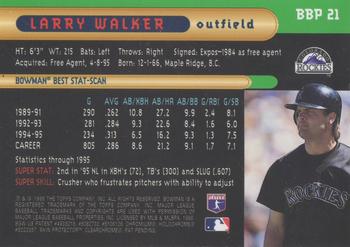 1996 Bowman - Bowman's Best Previews #BBP 21 Larry Walker Back