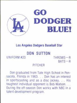 1979 Los Angeles Dodgers Go Dodger Blue! #NNO Don Sutton Back