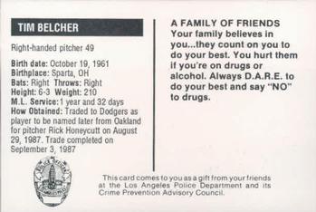 1989 Los Angeles Dodgers Police #NNO Tim Belcher Back