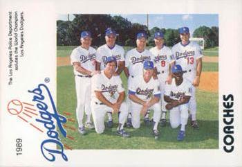 1989 Los Angeles Dodgers Police #NNO Dodgers Coaches (Ben Hines / Ron Perranoski / Tom Lasorda / Joe Amalfitano / Joe Ferguson / Mark Cresse / Bill Russell / Manny Mota) Front