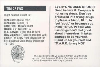 1989 Los Angeles Dodgers Police #NNO Tim Crews Back