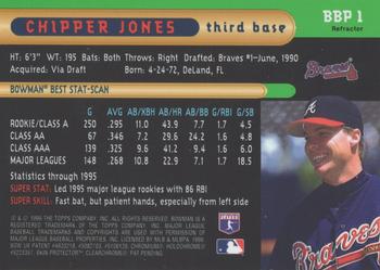 1996 Bowman - Bowman's Best Previews Refractors #BBP 1 Chipper Jones Back