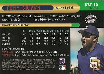 1996 Bowman - Bowman's Best Previews Refractors #BBP 10 Tony Gwynn Back
