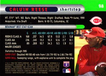 1996 Bowman - Bowman's Best Previews Refractors #BBP 12 Pokey Reese Back