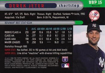 1996 Bowman - Bowman's Best Previews Refractors #BBP 15 Derek Jeter Back