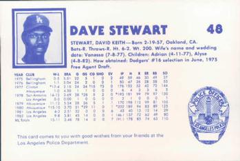 1983 Los Angeles Dodgers Police #NNO Dave Stewart Back