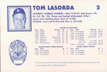 1983 Los Angeles Dodgers Police #NNO Tom Lasorda Back