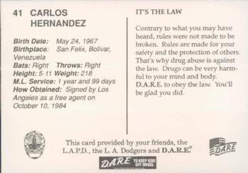 1993 Los Angeles Dodgers Police #NNO Carlos Hernandez Back