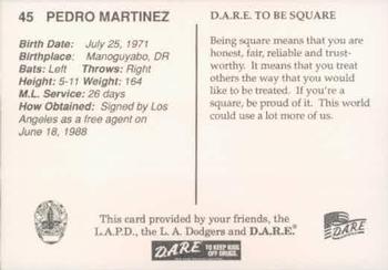 1993 Los Angeles Dodgers Police #NNO Pedro Martinez Back