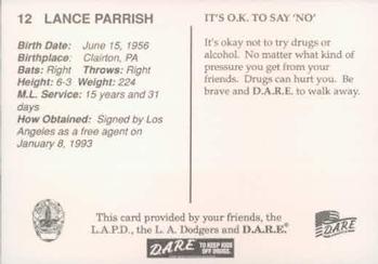 1993 Los Angeles Dodgers Police #NNO Lance Parrish Back