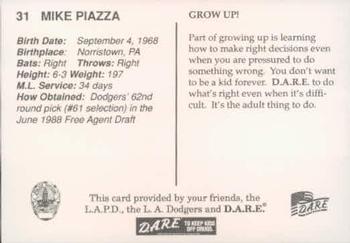1993 Los Angeles Dodgers Police #NNO Mike Piazza Back