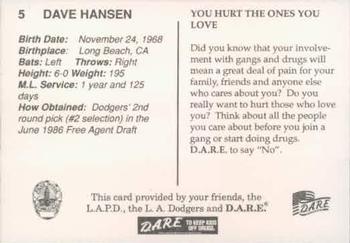 1993 Los Angeles Dodgers Police #NNO Dave Hansen Back