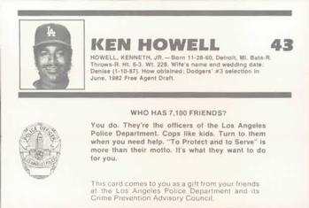 1987 Los Angeles Dodgers Police #10 Ken Howell Back