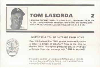 1987 Los Angeles Dodgers Police #12 Tom Lasorda Back