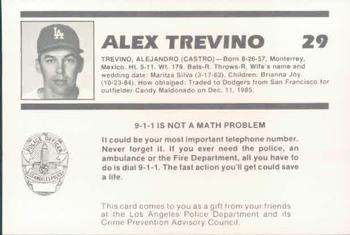 1987 Los Angeles Dodgers Police #24 Alex Trevino Back