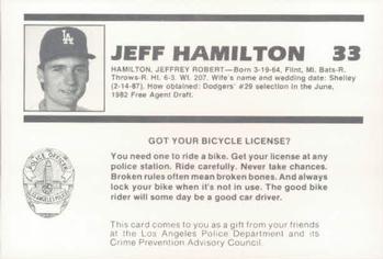 1987 Los Angeles Dodgers Police #6 Jeff Hamilton Back