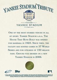 2008 Topps eTopps Allen & Ginter Yankee Tribute #11 Yankee Stadium Back