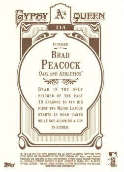 2012 Topps Gypsy Queen #114 Brad Peacock Back