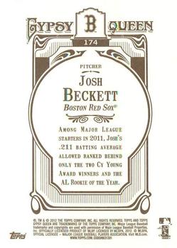 2012 Topps Gypsy Queen #174 Josh Beckett Back