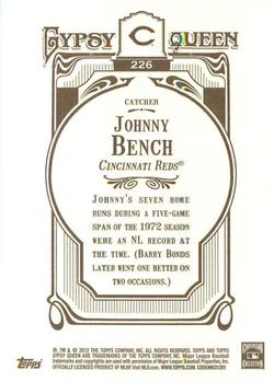 2012 Topps Gypsy Queen #226 Johnny Bench Back