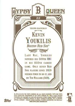 2012 Topps Gypsy Queen #22 Kevin Youkilis Back