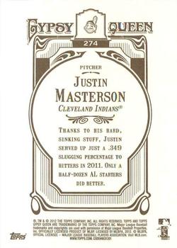 2012 Topps Gypsy Queen #274 Justin Masterson Back