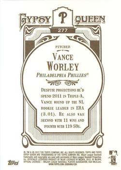 2012 Topps Gypsy Queen #277 Vance Worley Back