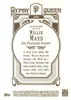 2012 Topps Gypsy Queen #280 Willie Mays Back