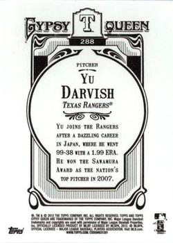 2012 Topps Gypsy Queen #288 Yu Darvish Back