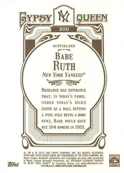 2012 Topps Gypsy Queen #300 Babe Ruth Back