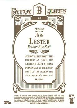 2012 Topps Gypsy Queen #35 Jon Lester Back