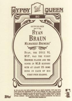 2012 Topps Gypsy Queen #80 Ryan Braun Back