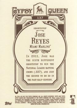 2012 Topps Gypsy Queen #137 Jose Reyes Back