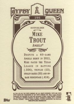 2012 Topps Gypsy Queen #195 Mike Trout Back