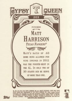2012 Topps Gypsy Queen #203 Matt Harrison Back