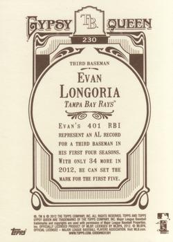 2012 Topps Gypsy Queen #230 Evan Longoria Back