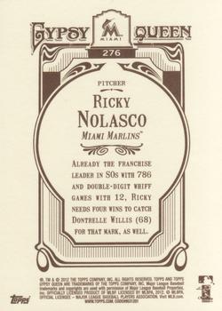 2012 Topps Gypsy Queen #276 Ricky Nolasco Back