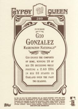 2012 Topps Gypsy Queen #289 Gio Gonzalez Back