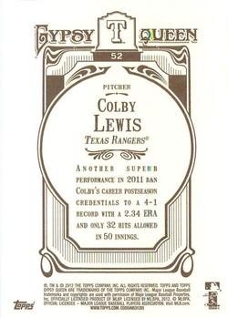 2012 Topps Gypsy Queen #52 Colby Lewis Back