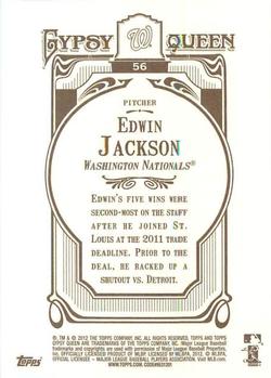 2012 Topps Gypsy Queen #56 Edwin Jackson Back